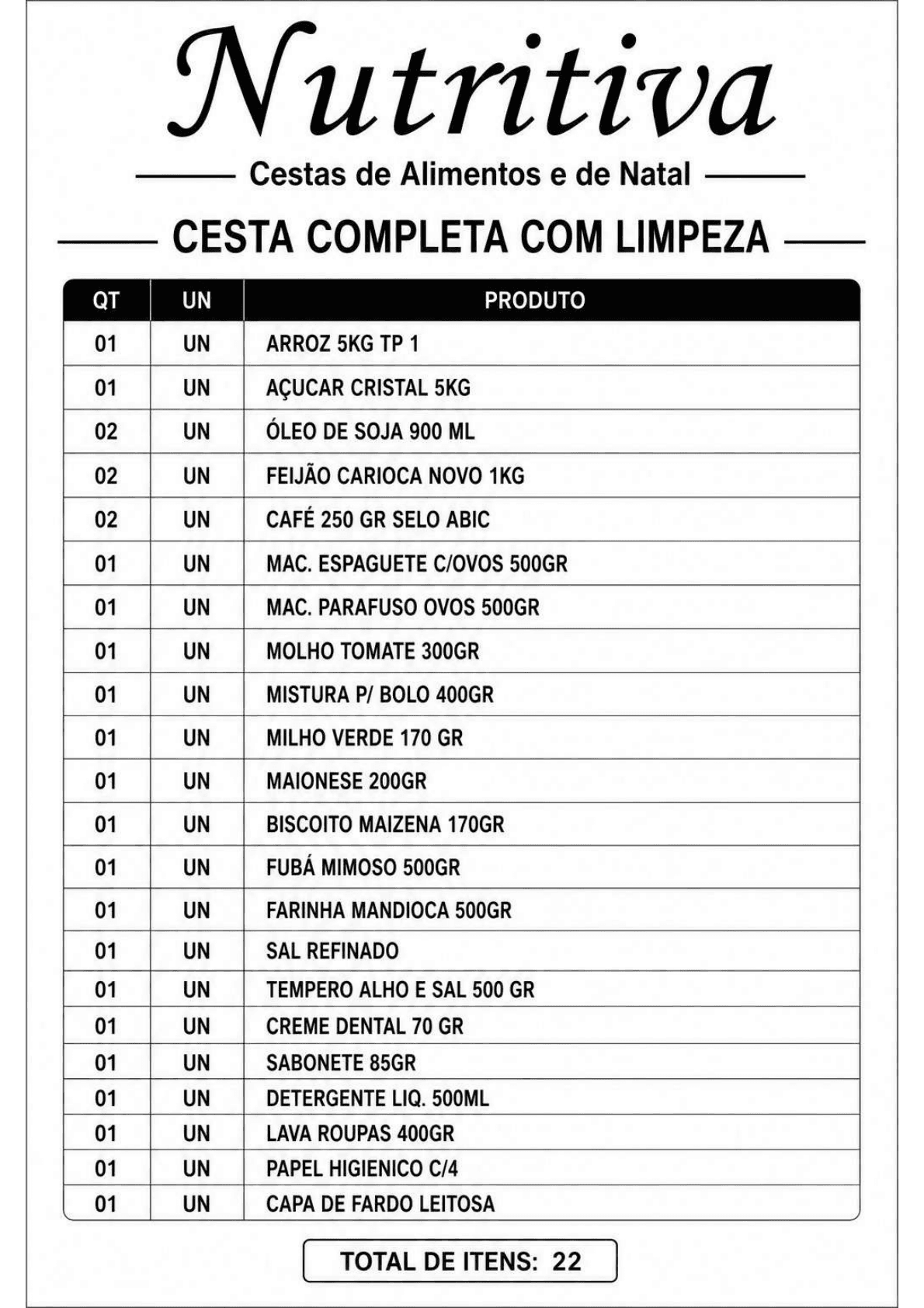 Cesta Completa com Limpeza
